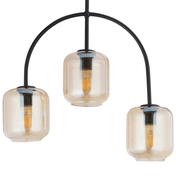Sufitowa lampa łuk SHINE 32244 Sigma szklane klosze bursztynowe czarna