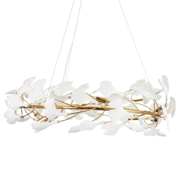 Wisząca lampa BOTANIKA XY080P-80 Step do jadalni glamour biała złota