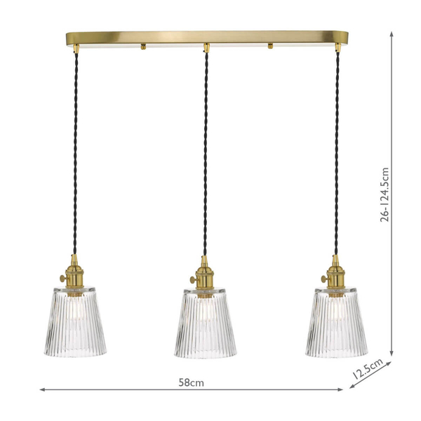Lampa wisząca nad stół Hadano HAD3640-05 Dar Lighting mosiądz przezroczysta