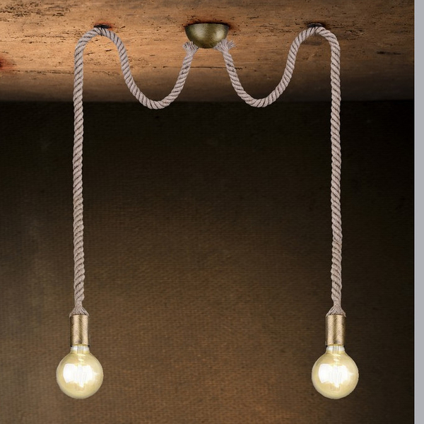 LAMPA wisząca ROPE 310100204 Trio metalowa OPRAWA marynistyczne liny patyna beżowe