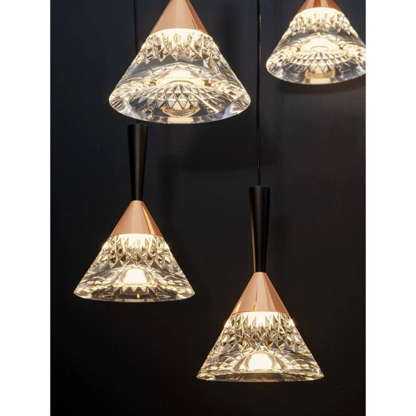 Kaskadowa lampa wisząca GUAY LE44215 LED 30W 3000K stożki czarna złota