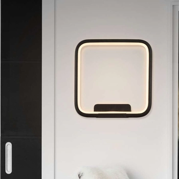 Kinkiet LAMPA ścienna MDECO SLIM/000103/3000/B kwadratowa OPRAWA metalowa LED 20W 3000K ramka czarna