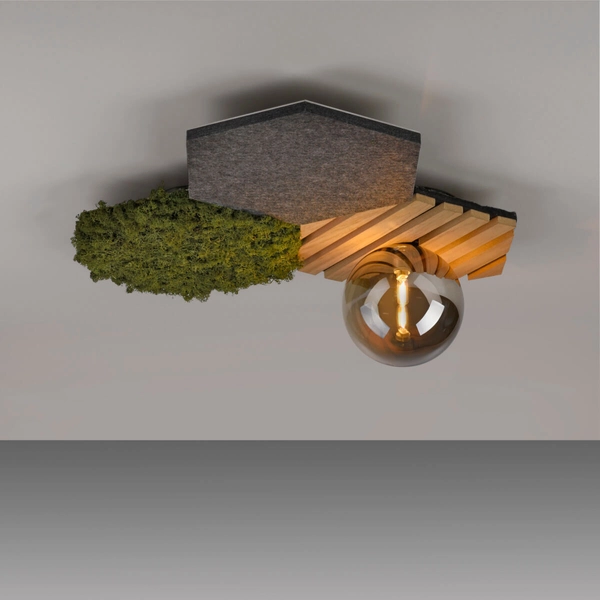 Plafon do kuchni Green 15199-70 Just Light bańka zielony drewniany szary