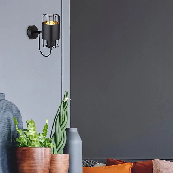 Industrialna lampa ścienna Dimitri 3123 druciany kinkiet do holu czarny