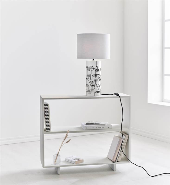 Nowoczesna lampa nocna Family 108246 na szafkę nocną tkanina biała 