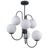 Sufitowa LAMPA modernistyczna GELA PND-5500-6-BK Italux metalowa OPRAWA szklane kule molekuły balls grafitowe białe