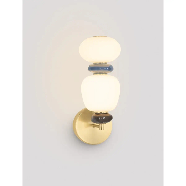 Ścienna lampa do sypialni FELANZO LE45242 ceramiczna biała złota niebieska