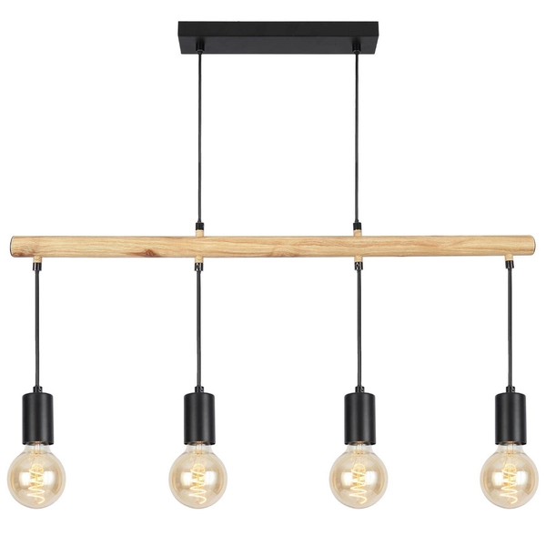 Wisząca lampa skandynawska IZZY 34-77929 belka metalowy drewniany czarny
