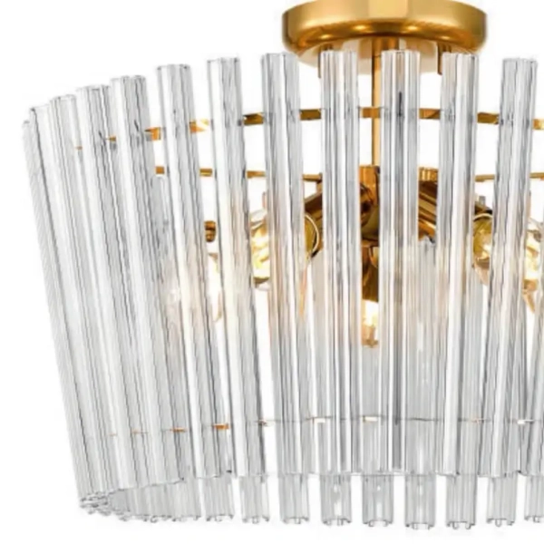 Szklana Lampa sufitowa Bach C0547-05H-F9AC do salonu złota przezroczysta