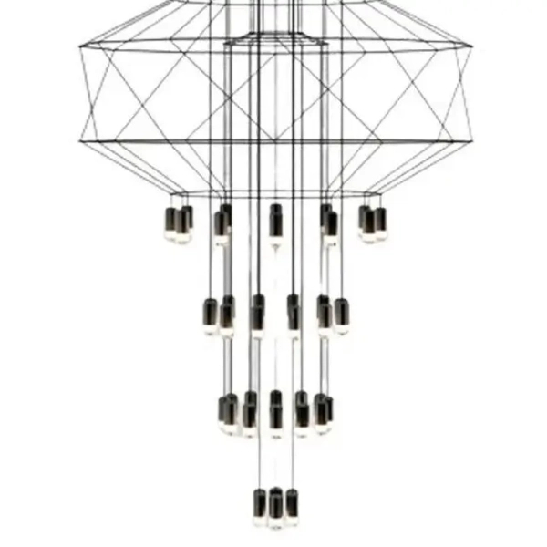 Metalowy żyrandol ażurowy Linea SXT100-43P Step geometryczny czarny