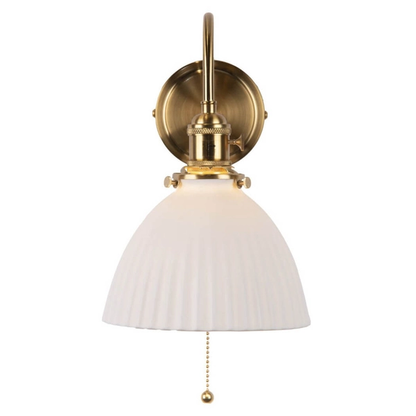 Ceramiczna lampa na ścianę Hadano HAD0740-09 mosiądz biały