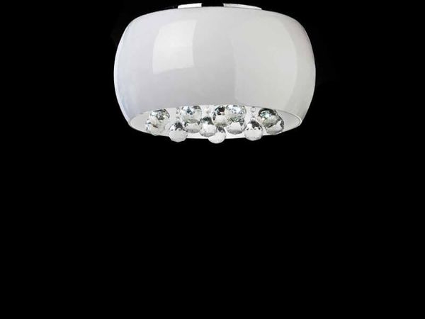 Wisząca lampa salonowa Quince do salonu biała crystals