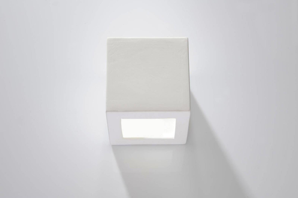 Kinkiet LAMPA ścienna SL.0005 ceramiczna OPRAWA kostka cube przyścienna biała