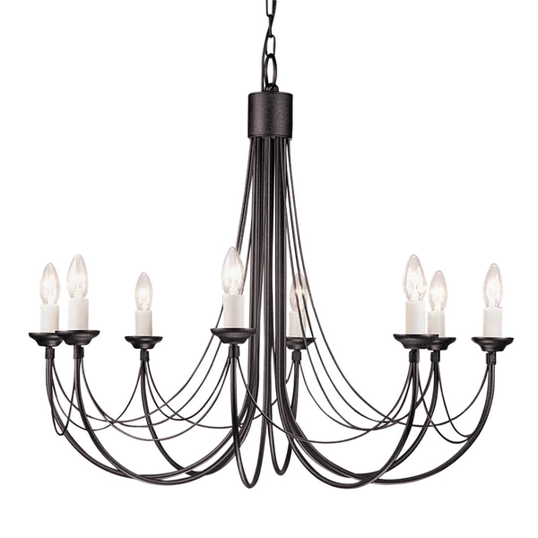 Świecznikowy żyrandol Carisbrooke CB8-BLACK Elstead metalowy biały czarny