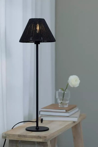 Czarna lampa biurkowa Corda stojąca do gabinetu nowoczesna