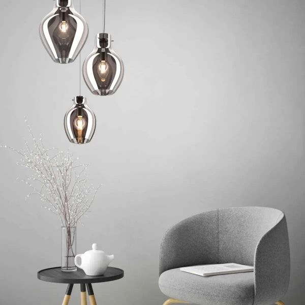 Szklana lampa wisząca BRESSO P19066A-D38 łezka nad stół chrom lustrzana