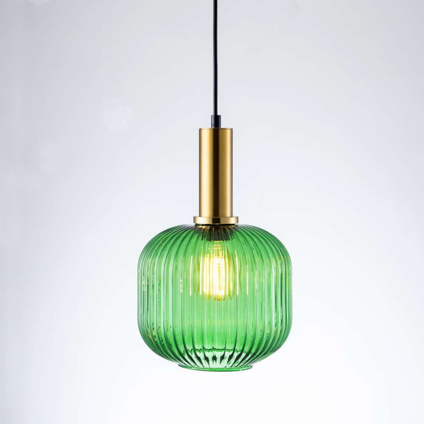 Kulista LAMPA wisząca CUMBRIA 317414 Polux szklany ZWIS plisowany do kuchni loft zielony
