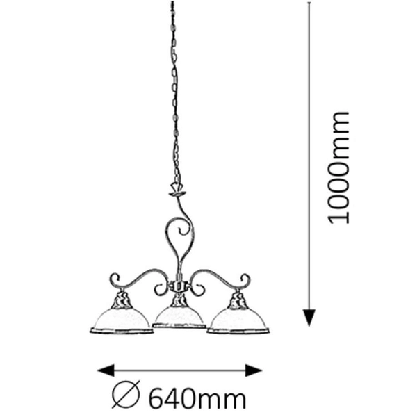 LAMPA wisząca ELISETT 2753 Rabalux szklana OPRAWA klosze kopuły dzwonki ZWIS klasyczna na łańcuchu brąz biała