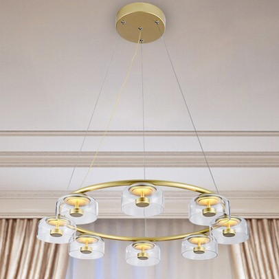 LAMPA wisząca LORELL 5390 Rabalux okrągła OPRAWA metalowa ZWIS pierścień LED 40W 3000K ring złoty przezroczysty