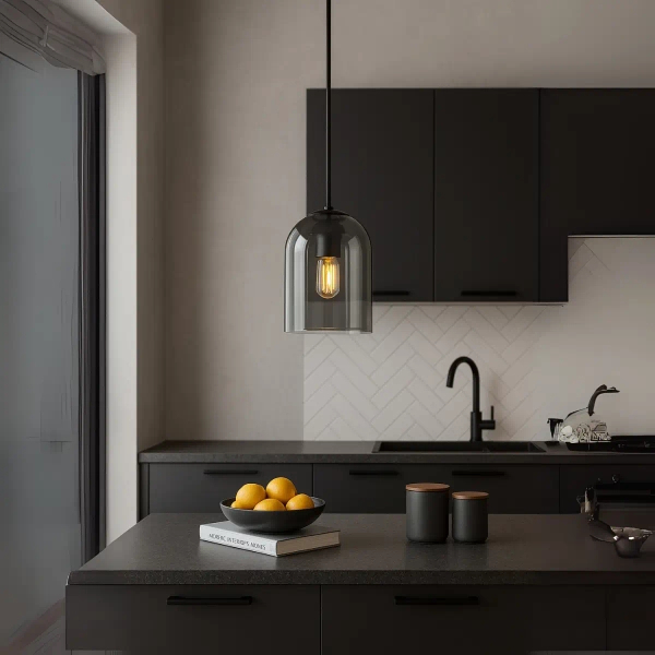 Szklana zwisająca lampa Elaris LP-8103/1P SM przydymiona czarny