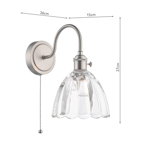 Lampa ścienna dzwonek Hadano HAD0761-11 szklana chrom przezroczysty