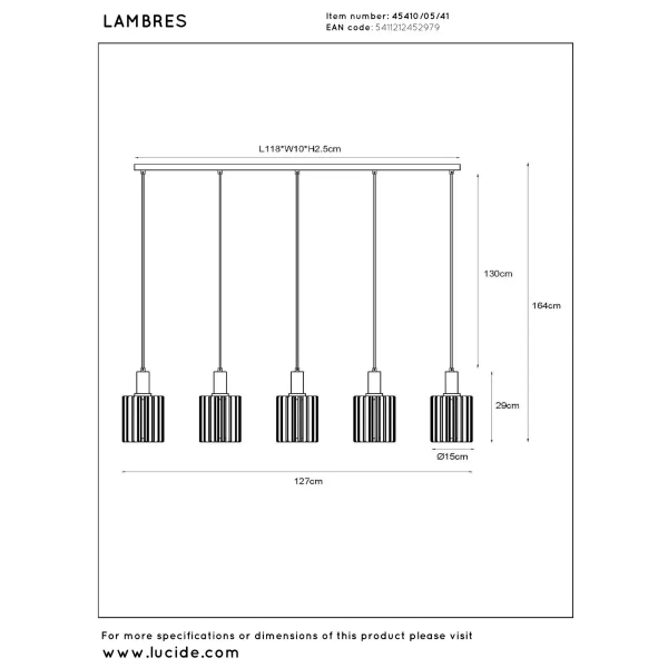 Liniowa wisząca lampa Lambres 45410/05/41 podłużna cylindry beżowa