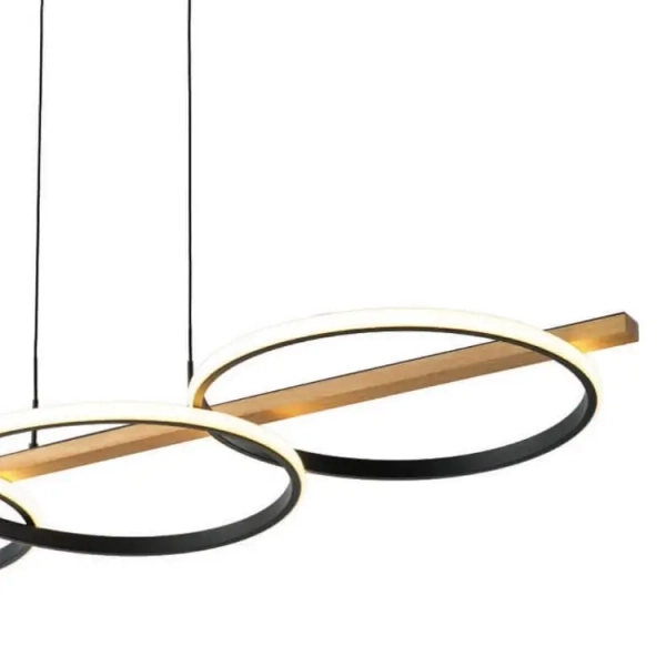 Wisząca Lampa okręgi Almeria MD3913-3-3BWLT LED 35W 3000K drewniany czarny