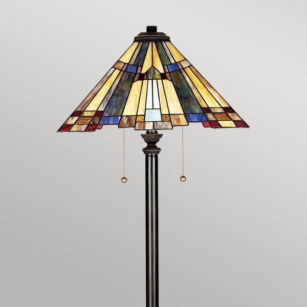 Lampa podłogowa witraż Inglenook QZ-INGLENOOK-FL Quoizel multikolor brąz