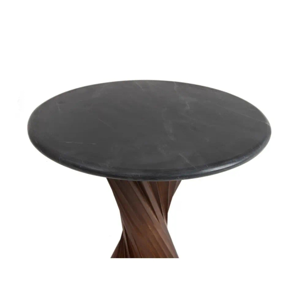 Okrągły stolik kawowy TANGO MM001501100413 czarny marmur drewno 45cm