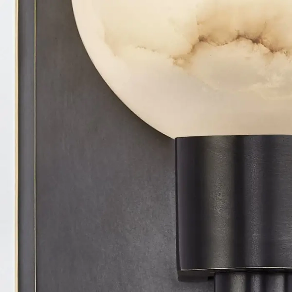 Alabastrowa lampa ścienna Lucian QN-LUCIAN1-UBZ-AR do jadalni czarny