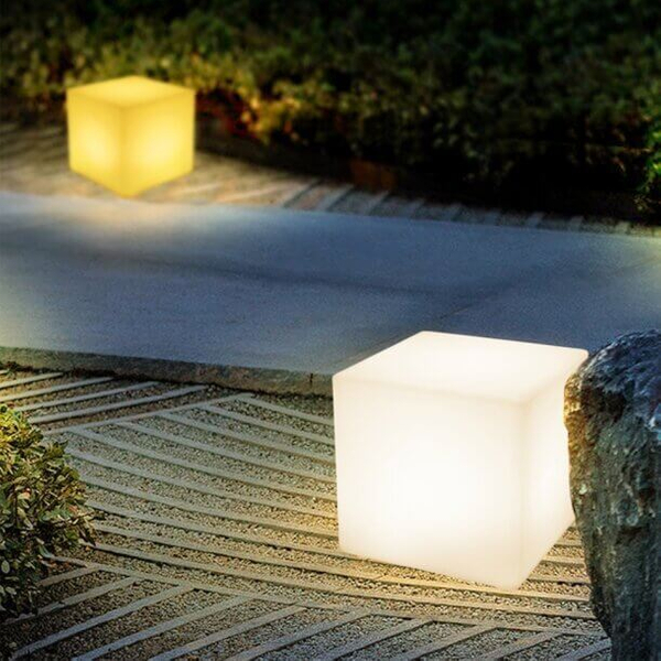 Ledowa lampa stojąca Cubic ES-C3535 LED 5W RGBW IP65 tarasowa kwadrat biała