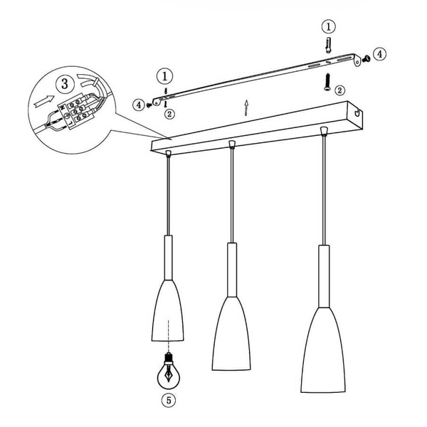 Hygge LAMPA wisząca SOLIN LP-181/3L BK/GD Light Prestige metalowa OPRAWA na listwie ZWIS kaskada czarna złota