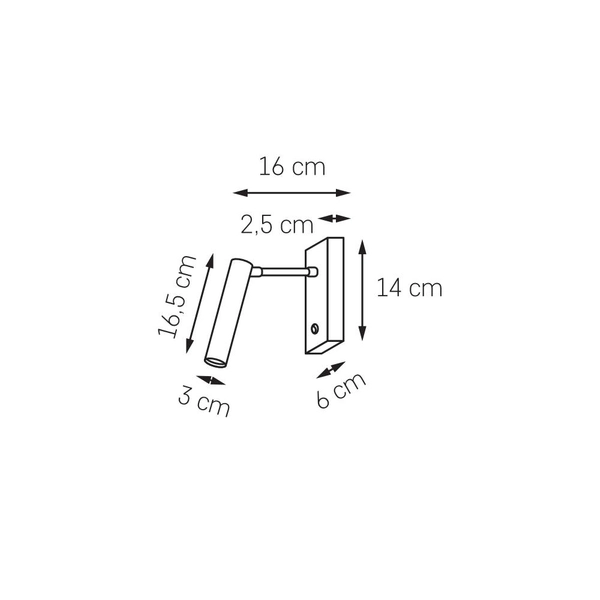 Czarny kinkiet LARS 50717105 ścienna tuba LED 4W 3000K włącznik