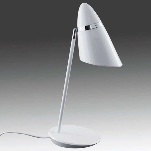 Stojąca LAMPKA biurkowa Elmo Tavolo Bianco Orlicki Design stołowa LAMPA nocna do sypialni biała