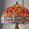 Lampa stojąca Dragonfly 64092 Interiors Tiffany na komodę kolorowa czarna