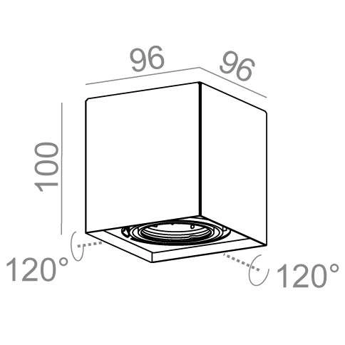 Downlight lampa sufitowa SQUARES 45811-0000-U8-PH-01 metalowa kostka szara