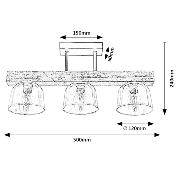 Sufitowa lampa szklana Cardamom 3119 do przedpokoju czarna srebrna