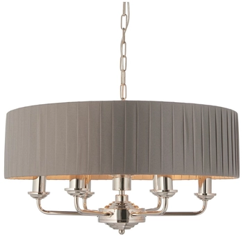 Lampa zwis Highclere 94397 Endon z plisowanym abażurem szara nikiel