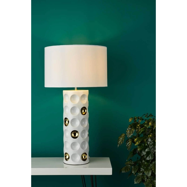 Ceramiczna lampa stołowa Dimple DIM422 Dar Lighting biała złota