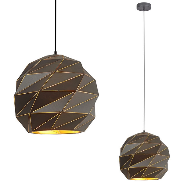 LAMPA wisząca PALERMO PND-2424-1S-GR+GD Italux geometryczna OPRAWA metalowy ZWIS mozaika grafitowa