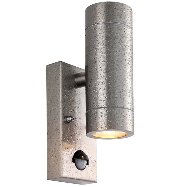 Naścienna lampa na taras Palin PIR 101352 z czujnikiem ruchu IP65 srebrna