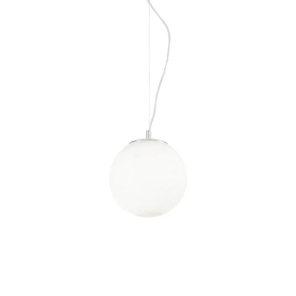 Szklana lampa wisząca Mapa biała kula 1xE27 42W nad stół do salonu okrągła 9148