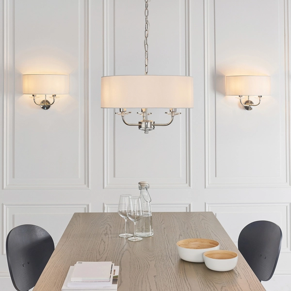 Lampa ścienna z abażurem hampton ecru nikiel Nixon OUTLET