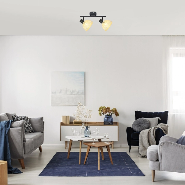 Ażurowa lampa reflektorowa Rattan 3134 plafon do przedpokoju brązowy