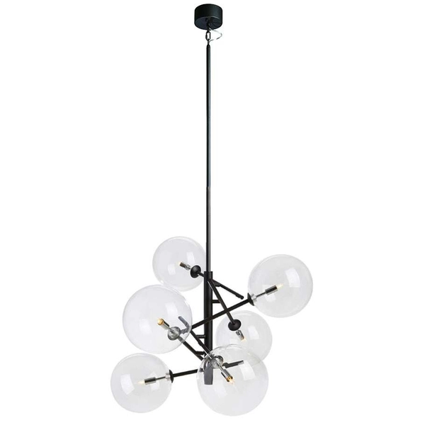 Wisząca LAMPA hygge ANDREW 107748 Markslojd szklana OPRAWA molekuły bubbles kule balls sticks czarne przezroczyste