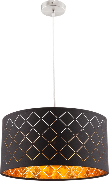 Wisząca lampa Clarke 15229H okrągła ażurowa czarna złota