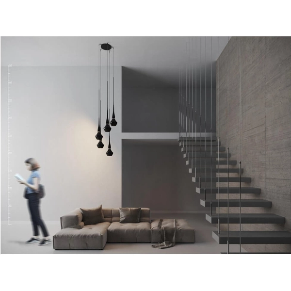 Loftowa lampa wisząca Tasos AZ0981 nad wyspę metalowa czarna