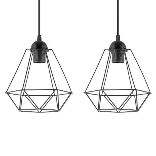 Wisząca lampa druciana VEN W-L 1210/2 metalowa na listwie czarne