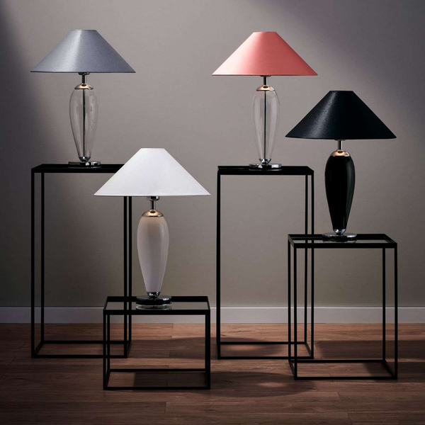 Szklana LAMPA stołowa REA 40602102 Kaspa abażurowa LAMPKA nocna czarna