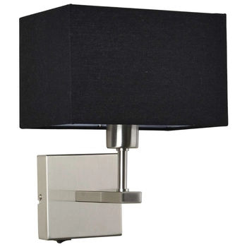 Kinkiet LAMPA ścienna NORTE WL-1122-1-A-SN-RC-BL Italux abażurowa OPRAWA klasyczna prostokątna nikiel czarna